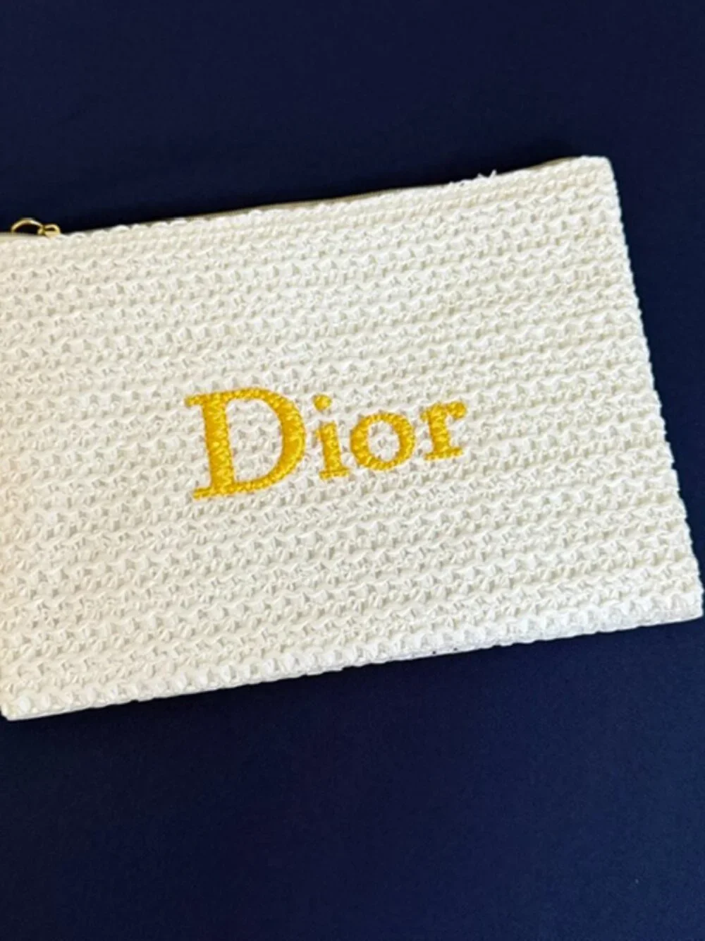 Dior White Crochet Flat Pouch Cosmetic Bag